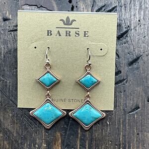 Barse Trinidad Duo Earrings- Turquoise- Copper- NWT